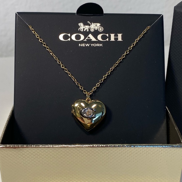 NIB Coach Pillow Heart Locket Necklace 16”+2” - Picture 7 of 10